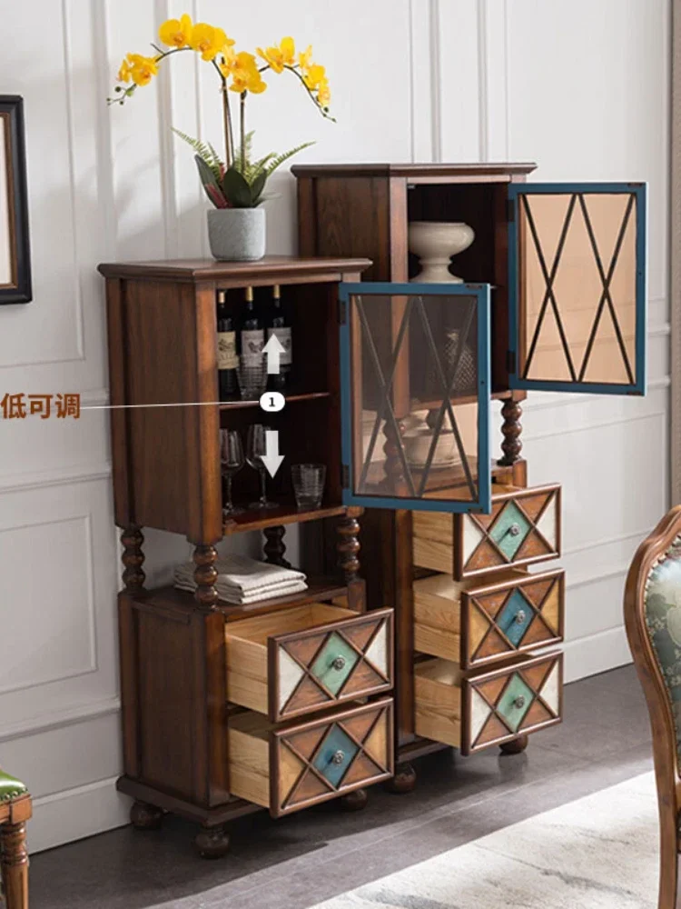 American Glass Clothes Closet Display Locker Combination Solid Wood Height Corner Cabinet1