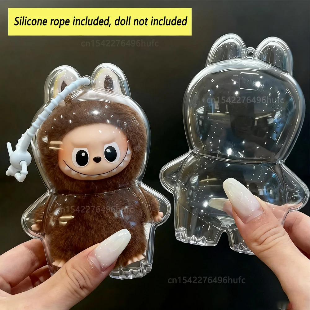 

For LABUBU 4 PIN FOR LOVE Series Transparent Protective Case Vinyl Plush Doll Dust Cover Portable Organizer Box Doll Accessories