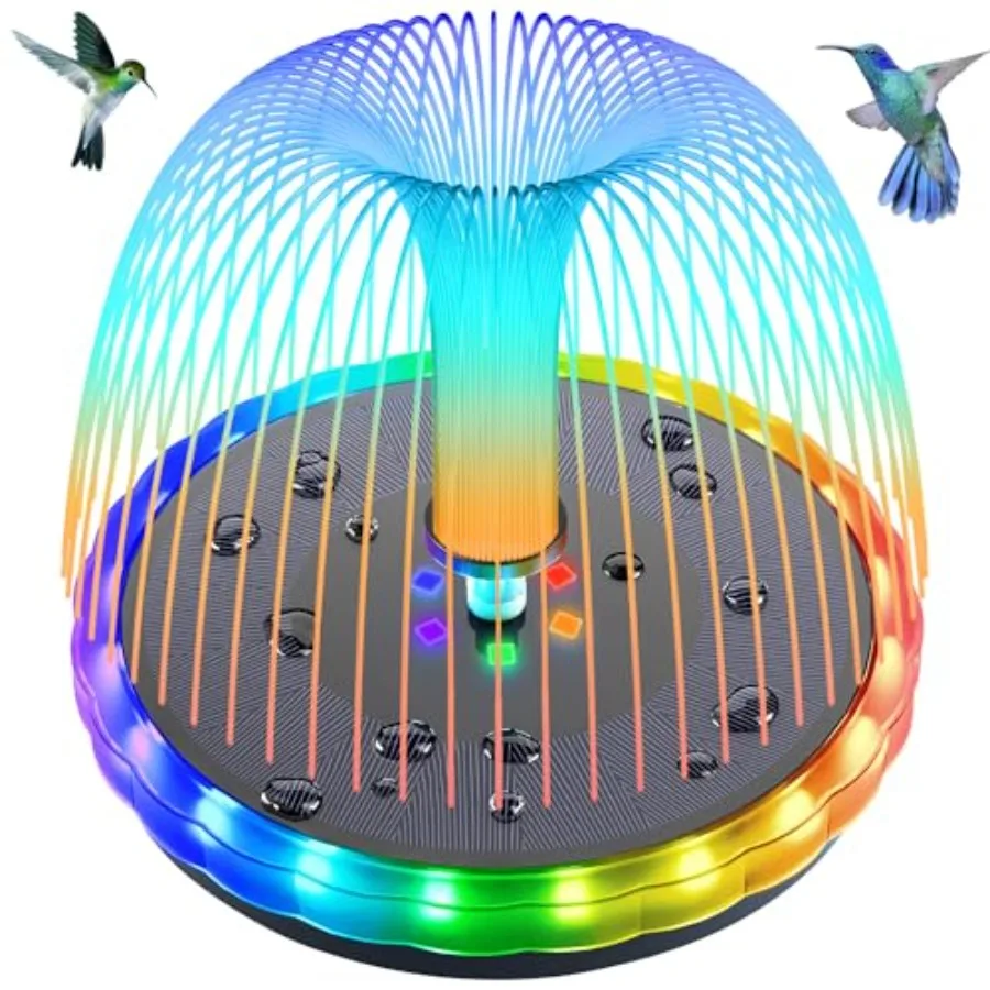 

Solar Fountain 4W Solar Powered Bird Bath Fountains with 4000 Battery Color LED Lights Outdoor Water Feature Fountain Pump with