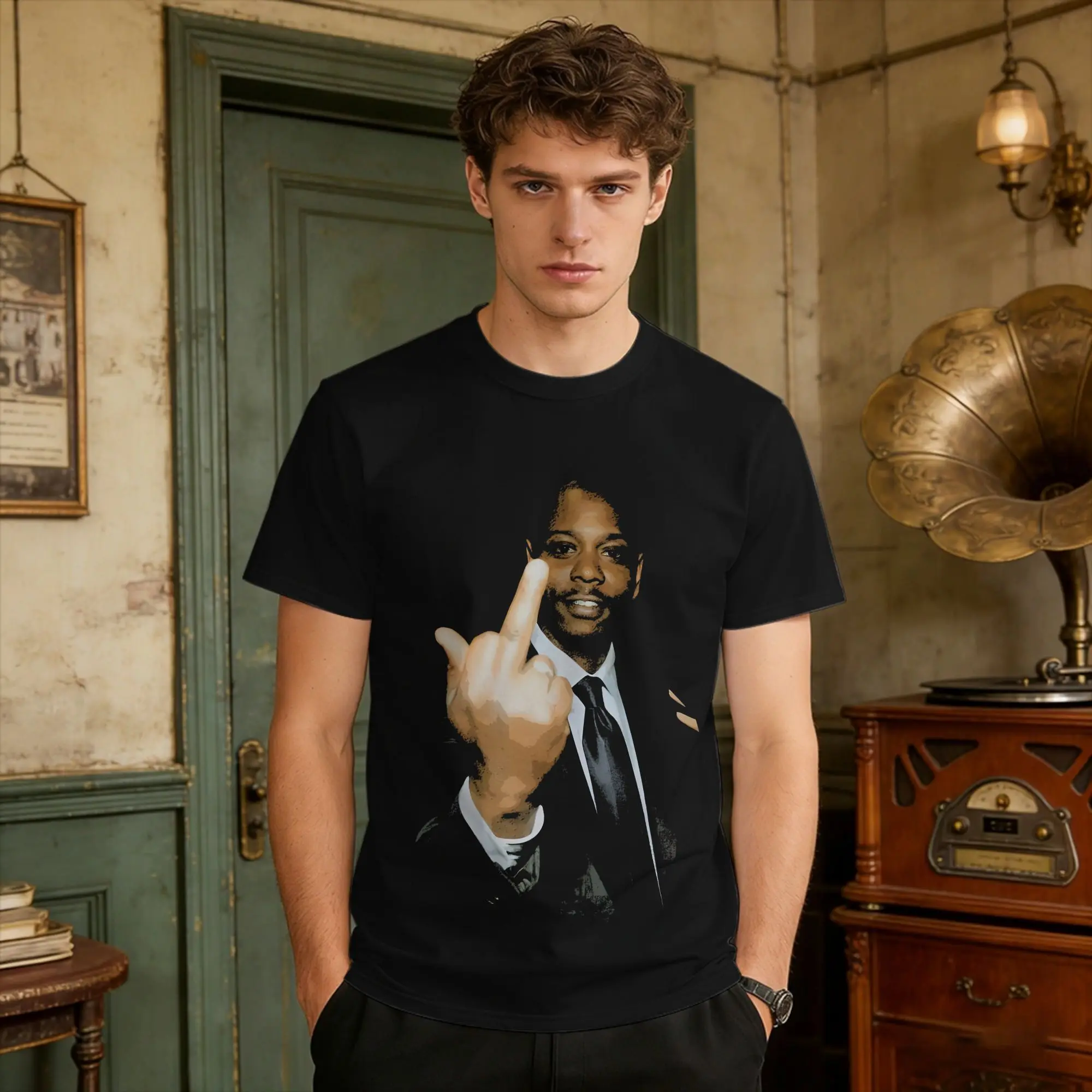 Dave Chappelle Funny Middle Finger  T Shirt Summer  Harajuku T Shirts Cotton Round Neck Plus Size Top Tees Short Sleeves Tops