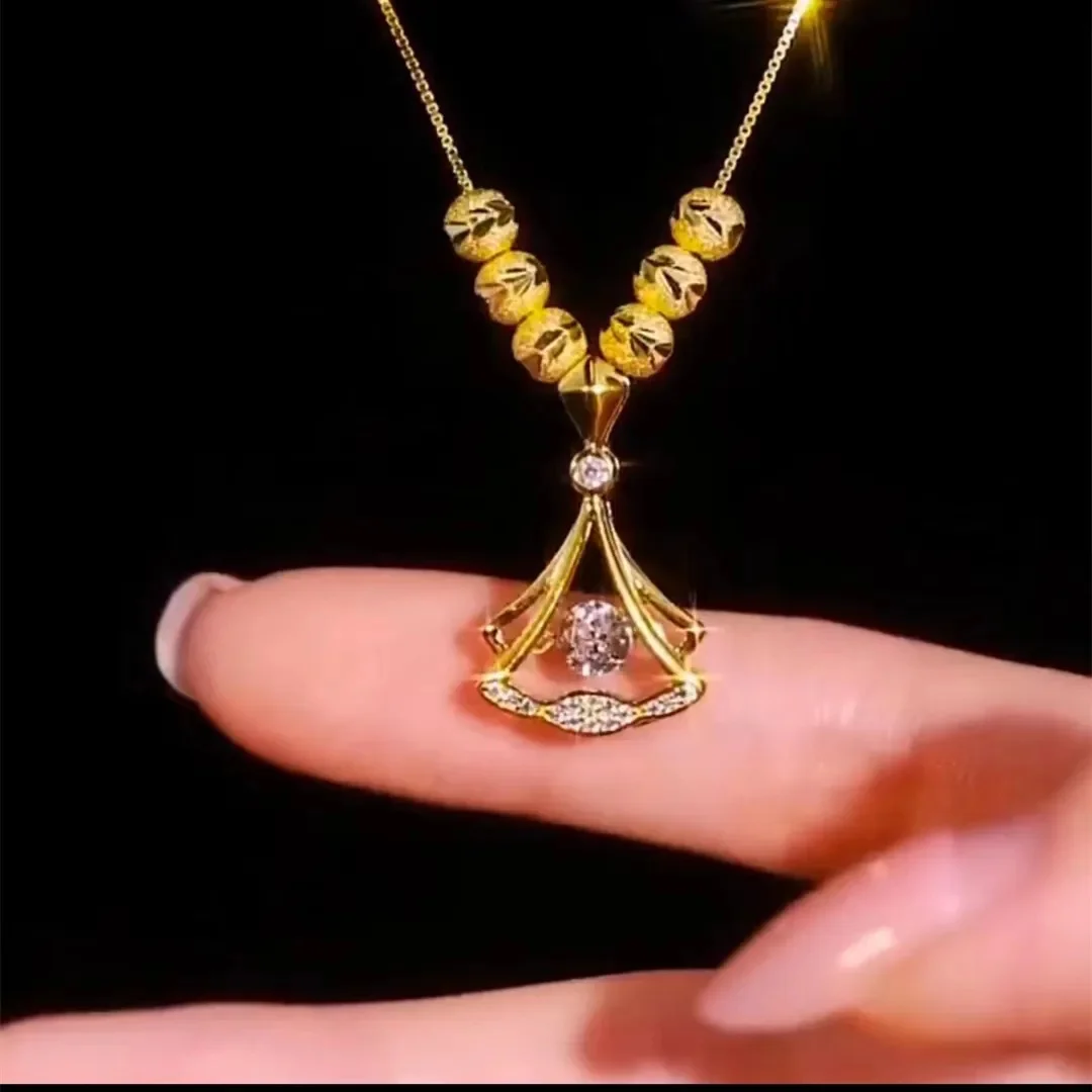 

Authentic 18K Gold Diamond Ginkgo Leaf Pendant Women's Necklace Exquisite Jewelry Gift Simple Zircon Neckchain jewelry gift