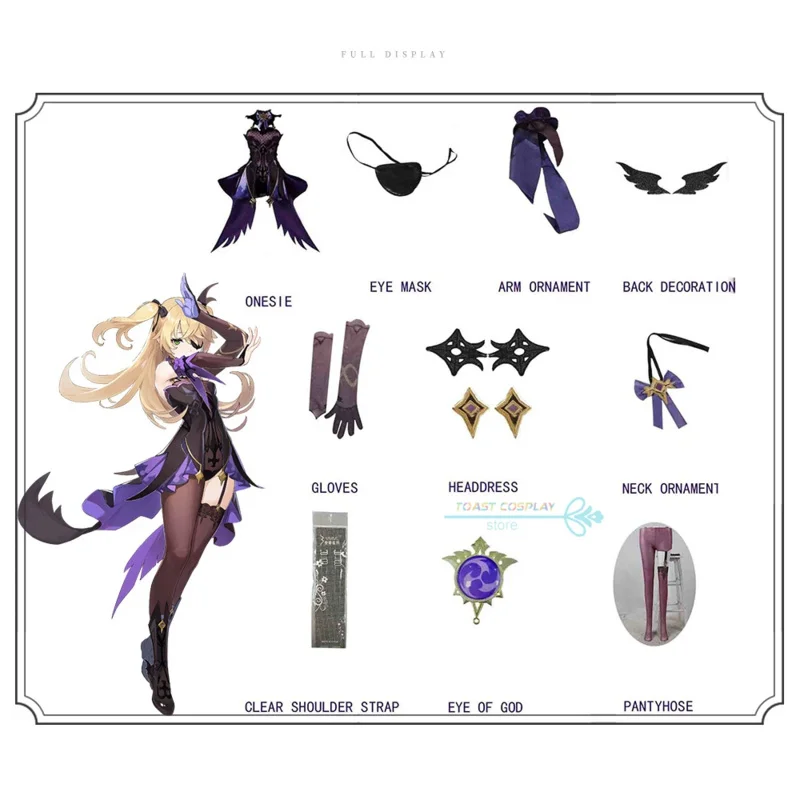 2025 ♥   Новая игра Genshinimpact Fischl Косплей Костюм Платье Парик Полный комплект Женская ролевая игра Карнавальная праздничная одежда ☆ ★