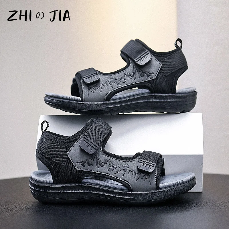 

Новые летние детские спортивные сандалии для мальчиков, сандалии с открытым носком, пляжная обувь для воды, легкие удобные тапочки для подростков