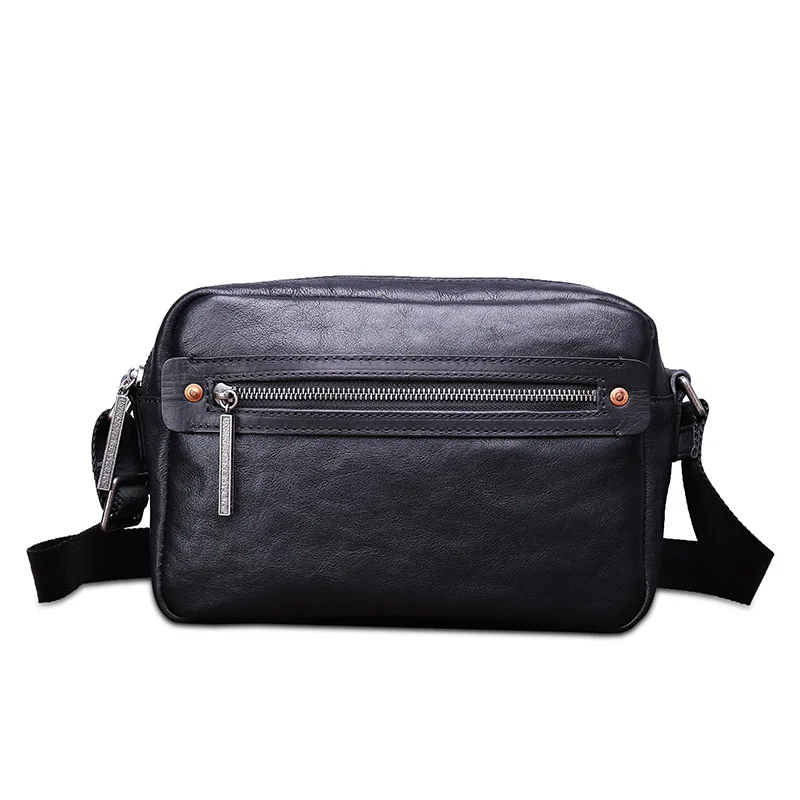 Bolso de hombro de cuero hecho a mano para hombres, bolsos de mensajero de cuero de grano completo, moda coreana y deportes, nuevo