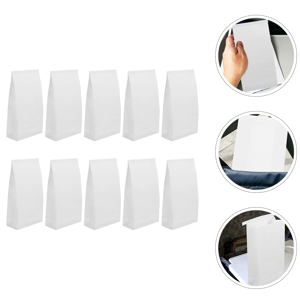 

10 Pcs Puke Bags Travel Barf Bin Paper Motion Sickness Portable Emesis White Child