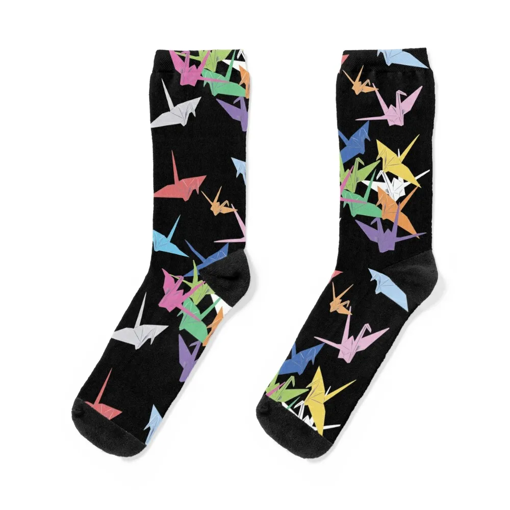 Rainbow of paper cranes Socks winter custom compression Man Socks Women's