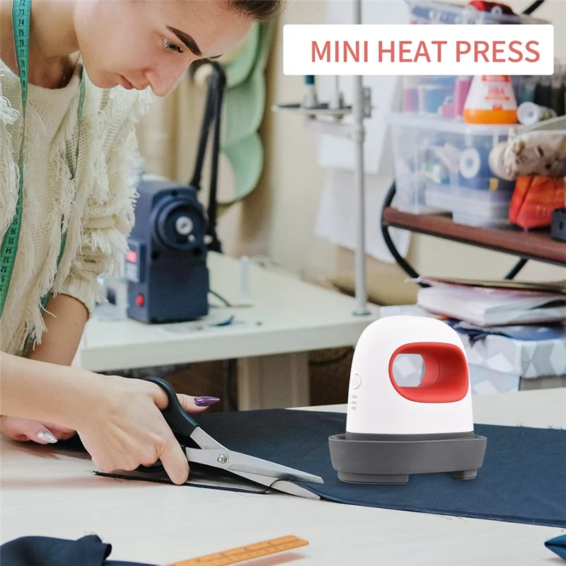 Hot Sale-Portable 220V Mini Heat Pressing Machine T-Shirt Printing DIY Easy Heating Transfer Pressing Iron Machines Red EU Plug