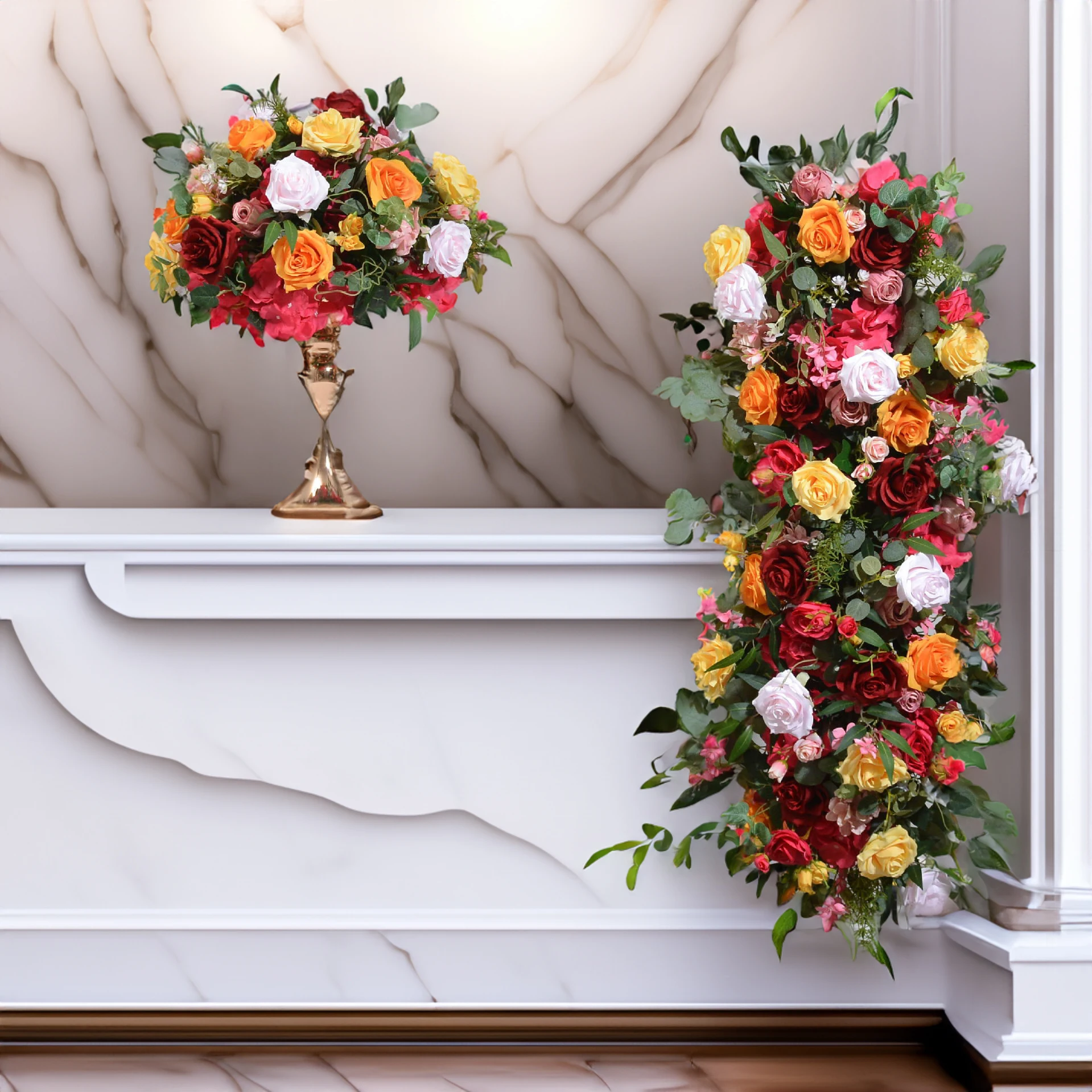 

Гигантский цветок, пурпурный и оранжевый искусственный цветочный шар для свадебного стола, центральный декор арки, длинная гирлянда