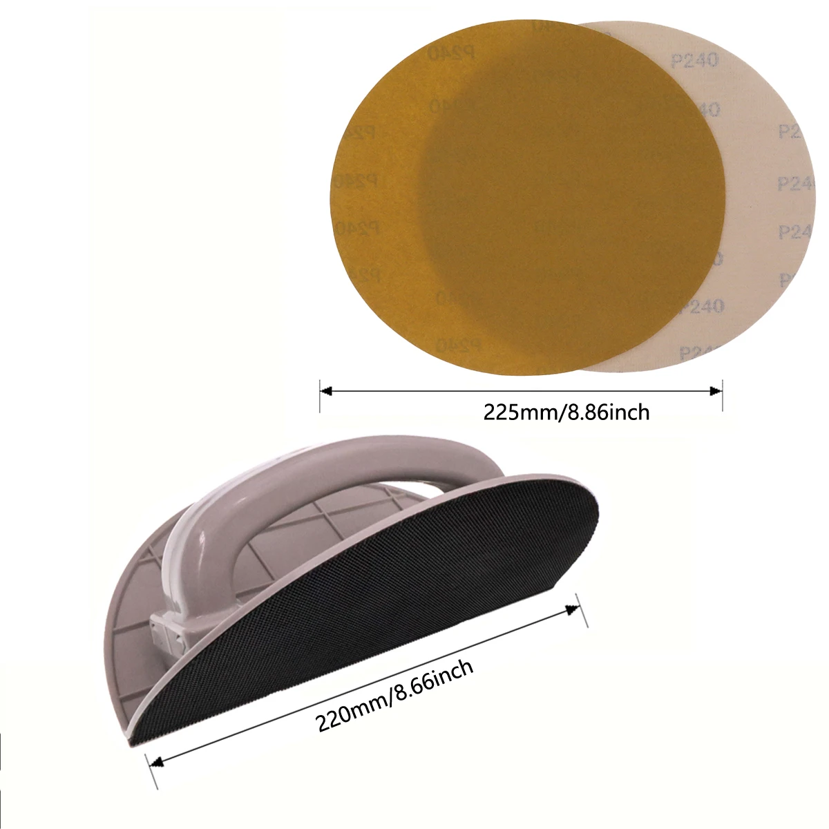 9 Inch Semi-Circular Corner Sandpaper Holder with Sandpaper 2 Pcs 180/240 Grit Aluminum Oxide for Drywall Wall Polishing