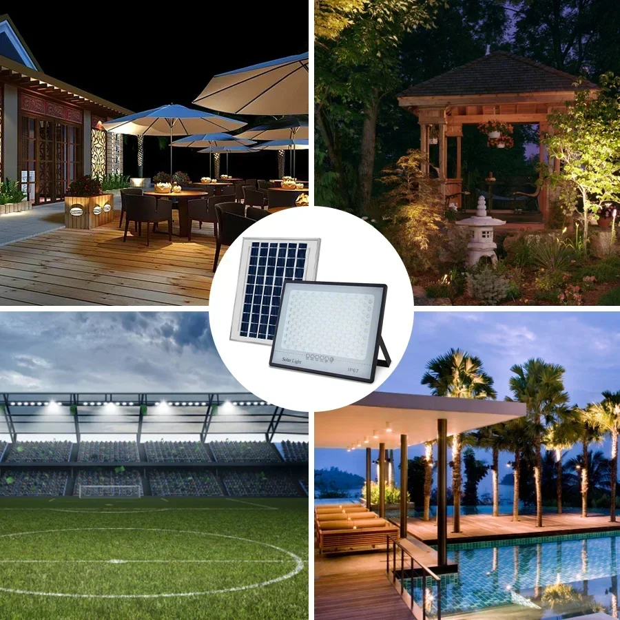 500W Solar Lamp Outdoor Waterproof Spotlights Solar Lights Remote Control Solar Floodlight Wall Street Garden Lights Sunlight