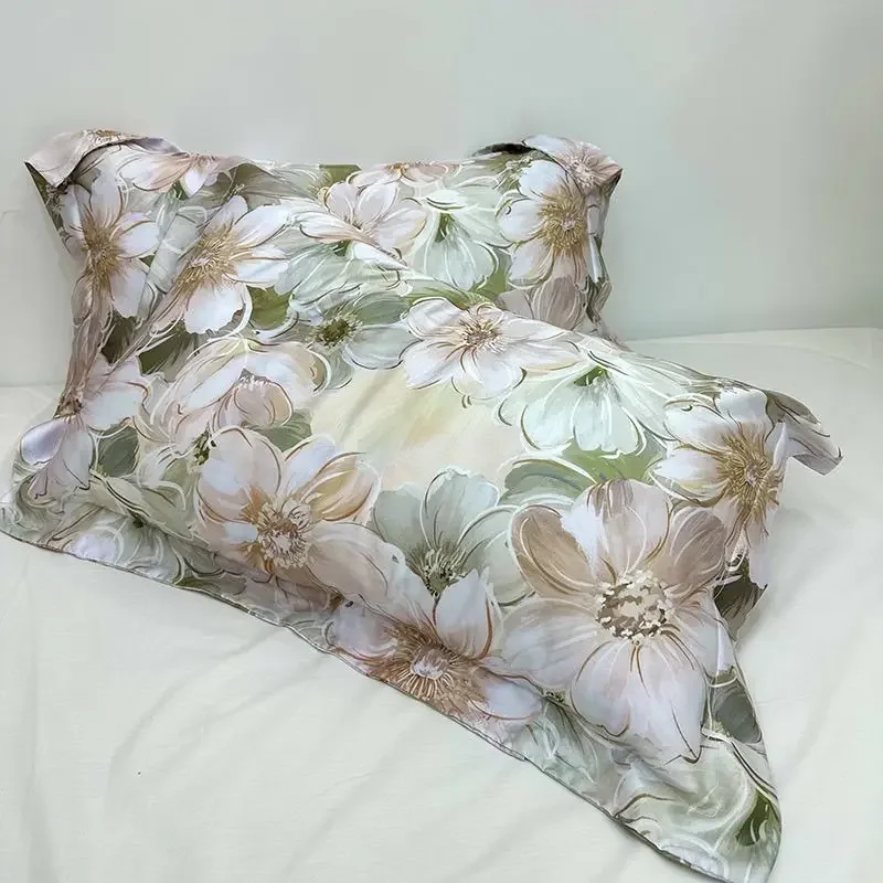 [Only includes pillowcases] Summer Autumn Spring Minimalist Printed Home Digital Printed Ultra-Fine Silk Slip Cool Pillowcase