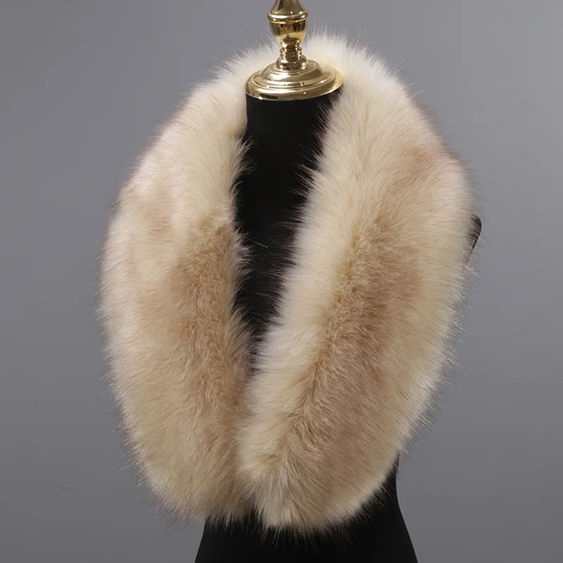 Large Faux Fur Collar - Fashion Fluffy Trim Scarf Wrap, Winter Warm Plush Detachable Fake Collar for Parkas Coats Shawl Decor