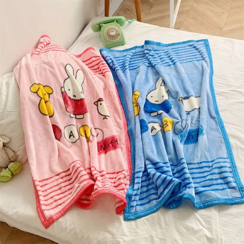 

Одеяло Kawaii Miffy, одеяло с кондиционером, мягкое удобное домашнее одеяло для дивана, теплое, удобное для девочек и детей