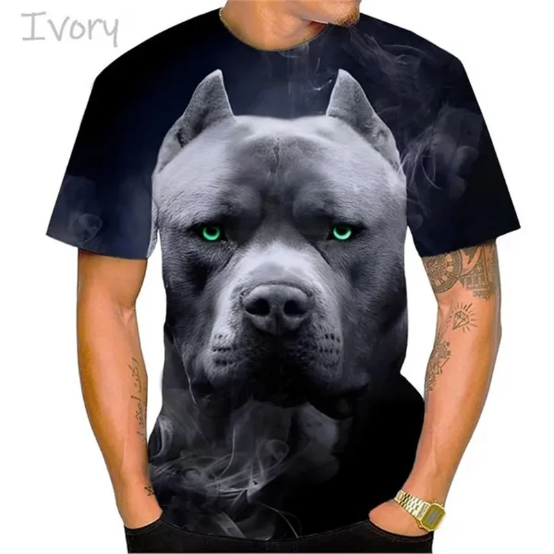 Camiseta de boxeo de Bulldog feroz para hombre, camiseta con estampado 3D de Bully Pitbull, camiseta con personalidad novedosa, ropa de calle de