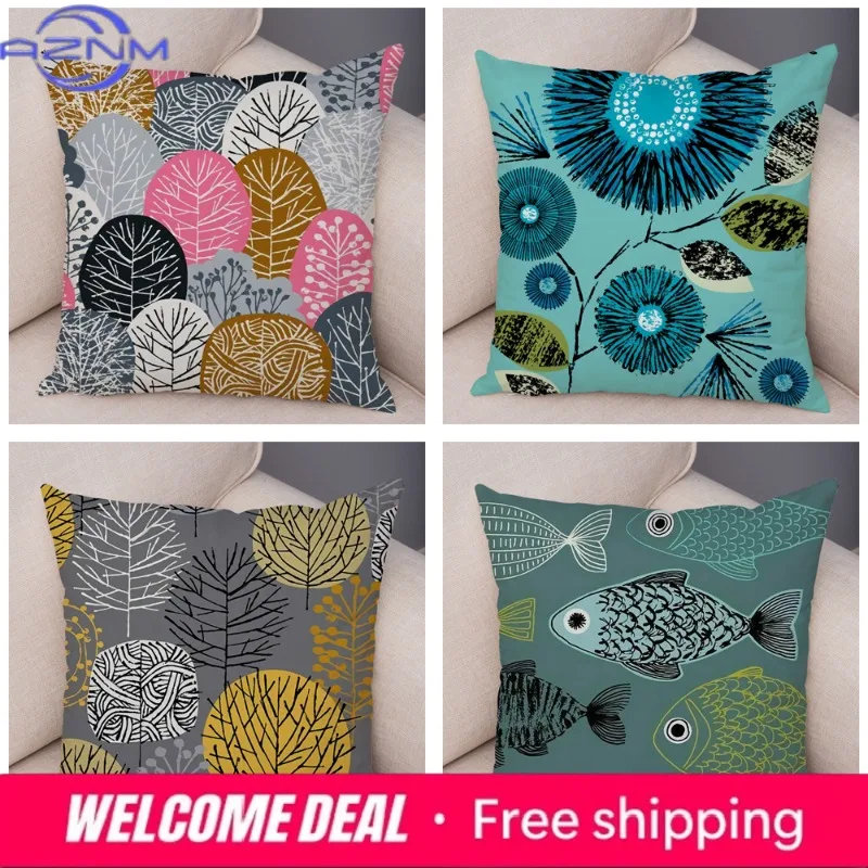 Abstract Art Cushion Cover Decorative Geometric Plant Tree Flower Pillowcase Sofa Home Car view 5