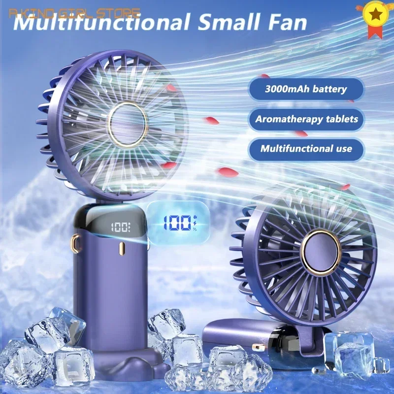 Portable Hand Held Fan Office Desktop Multifunctional Folding Double-Headed Small Electric Fan Portable Air Conditioner