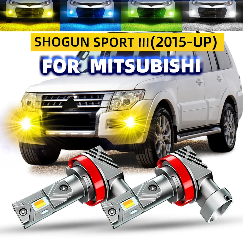 2pcs Car LED Front Fog Lights Bulbs Dual Colors Switchback White Yellow For Mitsubishi PAJERO SPORT 3 2015 2016 2018 2020 2022