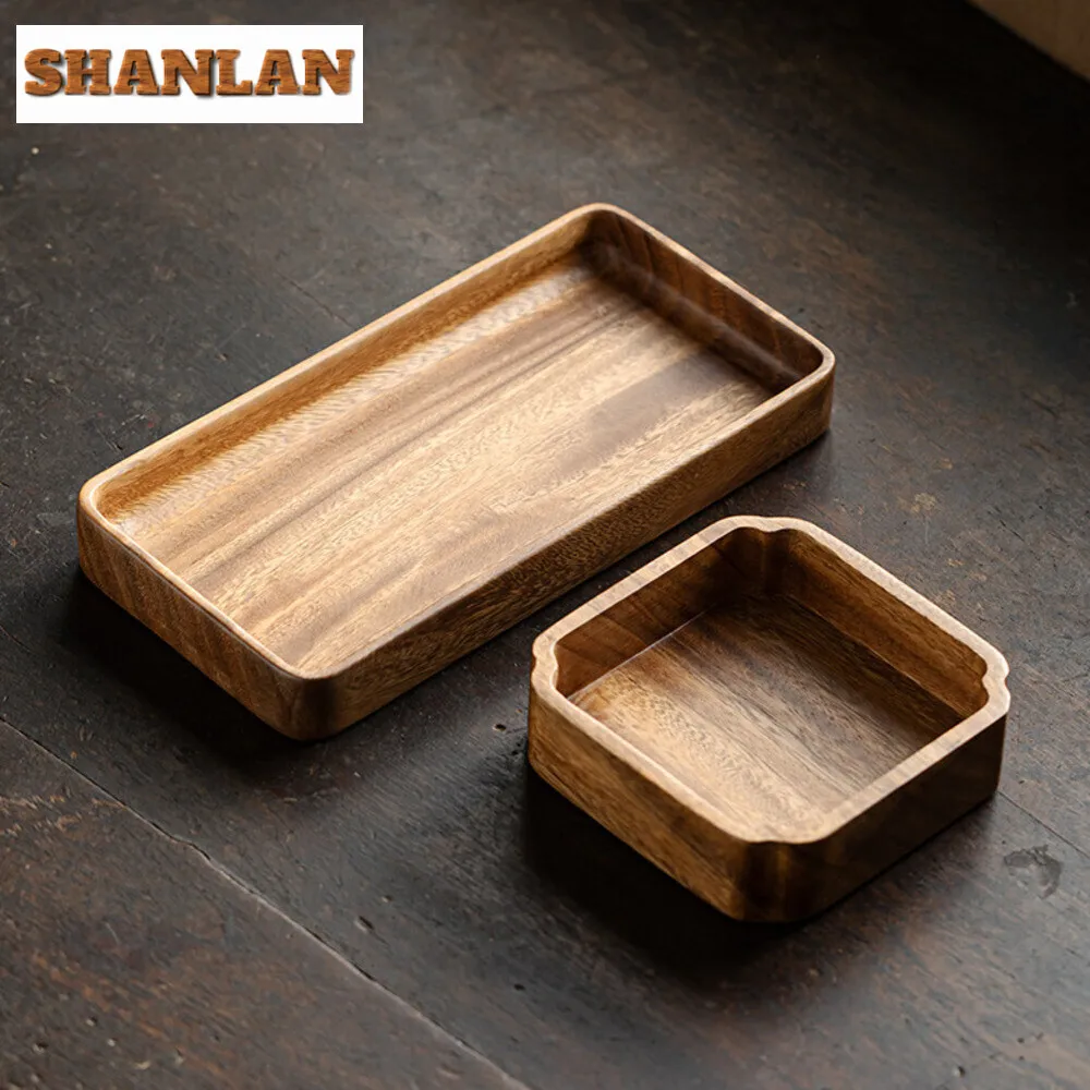 

Walnut Wood Dry Bubble Tea Tray Cake Bread Breakfast Snack Tray Dim Sum Plate Hotel Supplies Restaurant Storage Tray Platter