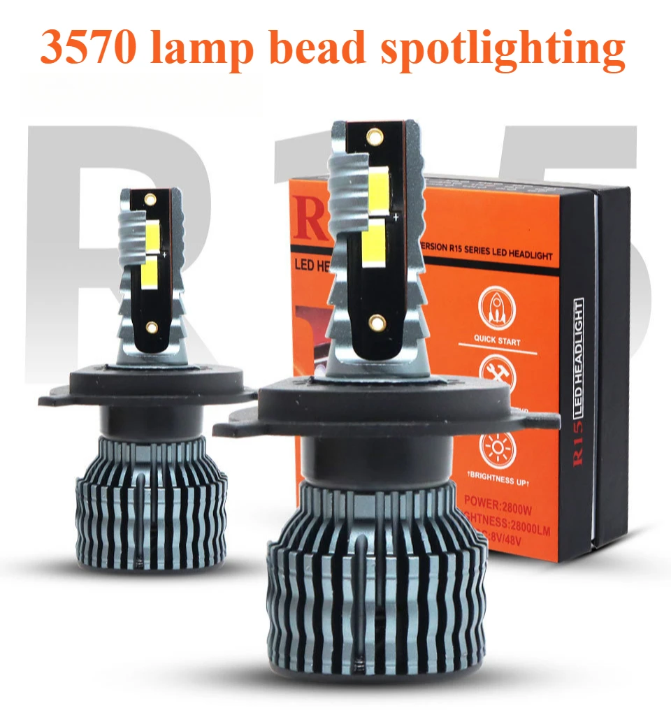 XTG High-power 60W Car LED Headlights Double Copper Tube LED Headlights 12V24V Highlight Spotlight H1.H3.H4.H13.9007.9012 Bulb