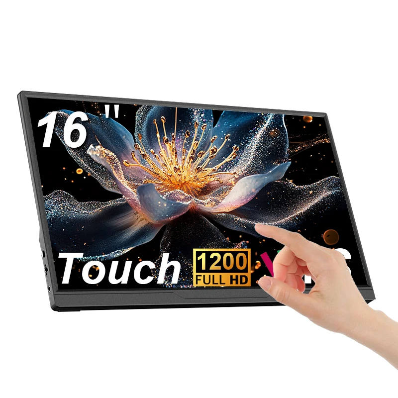 LANLIPU 16inch Touch Portable Monitor  1200P Screen Travel Gaming Computer Display for PC Laptop Cell Phone Switch PS4 PS5 Xbox