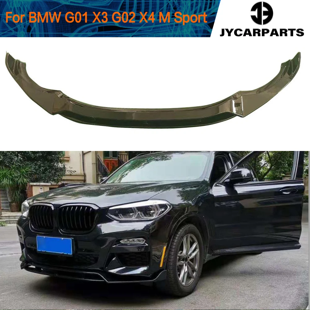 ABS Glossy Black Red Carbon Fiber Look Front Bumper Lip Spoiler Splitters For BMW X3 G01 X4 G02 M Sport 2018 - 2020