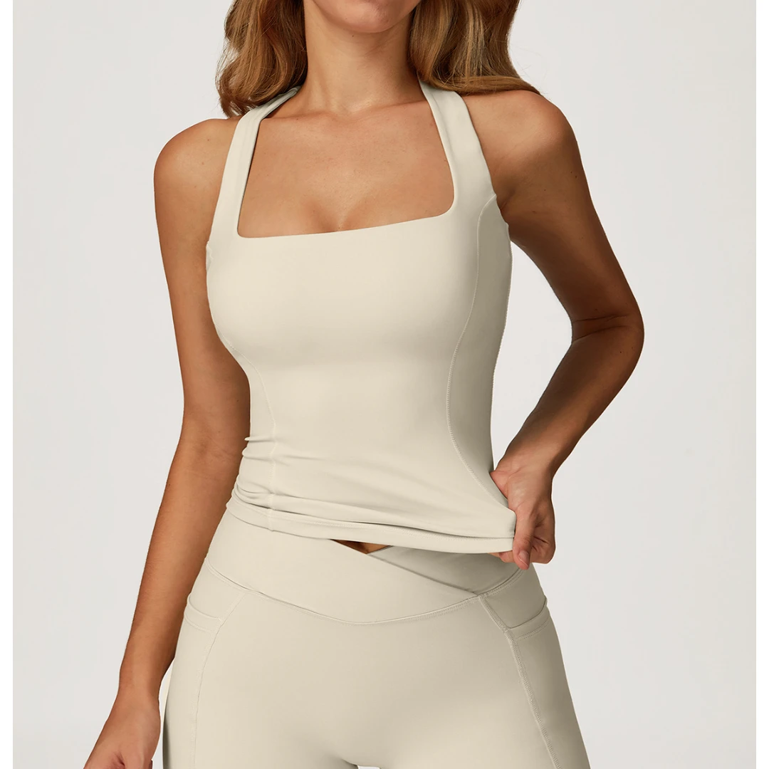 

2025 New Women's Nude Feeling Back Yoga Vest Tight High Elastic and Quick Dry Sports Underwear Suitable for Outdoor Running