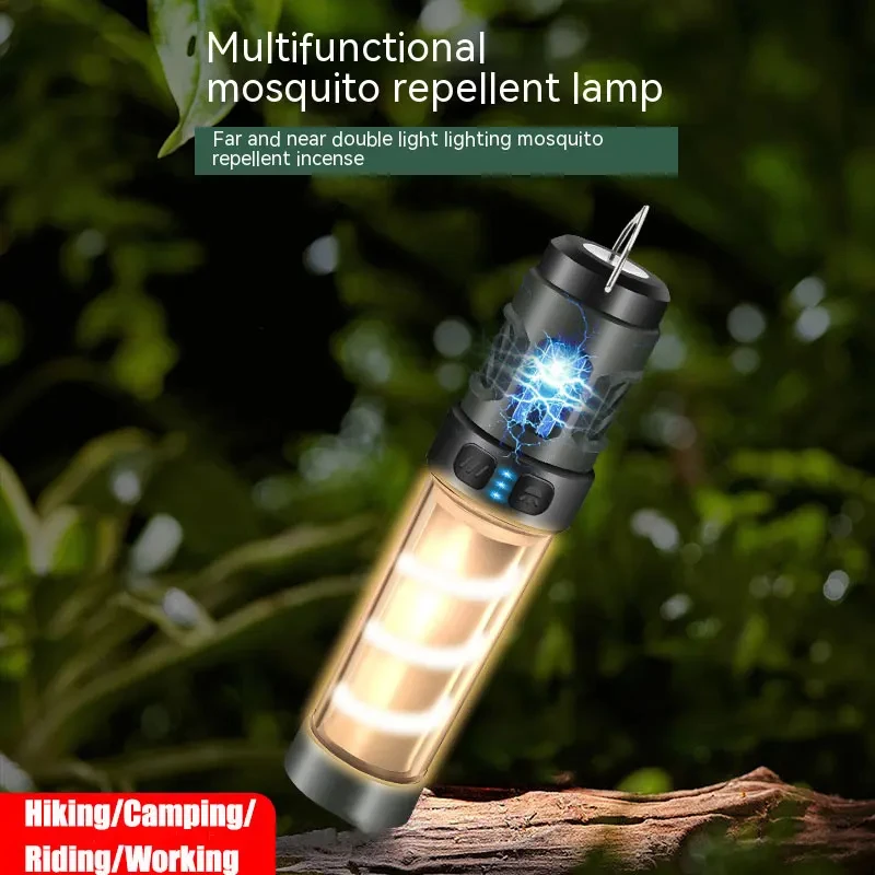 Lampada da campeggio multifunzione a LED portatile ricaricabile per zanzare Illuminazione da esterno con supporto per treppiede repellente per zanzare integrato