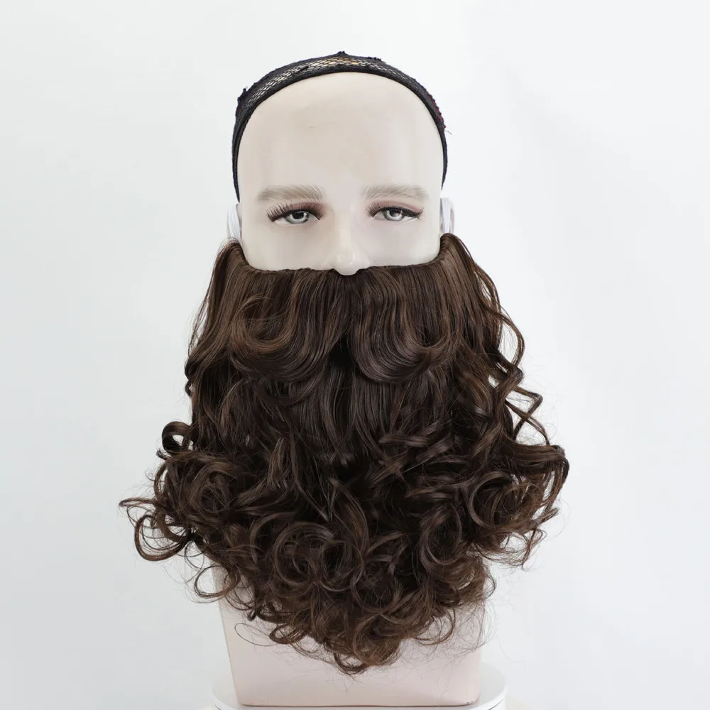 Weißer, brauner, orangefarbener, schwarzer, grauer Weihnachtsmann-Bart für Cosplay, verstellbarer Kunstbart mit Schnurrbart, Weihnachtsparty-Accessoire – Detail 12