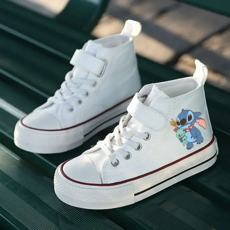 New Disney Lilo Stitch comfortable High-top Sport Boys Kids Shoes Children Print Girl Casual Cartoon Canvas Shoe Tennis Shoes