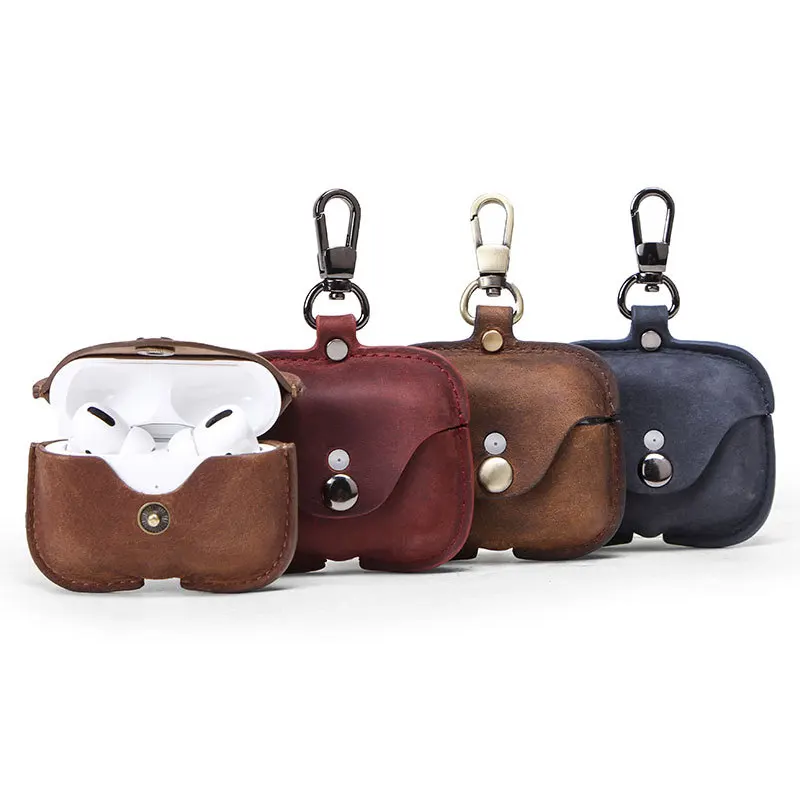 Leather's Is Suitable for AirPods Pro Earphone Cover All-inclusive Snap-button Clamshell Bluetooth Earphone Cover