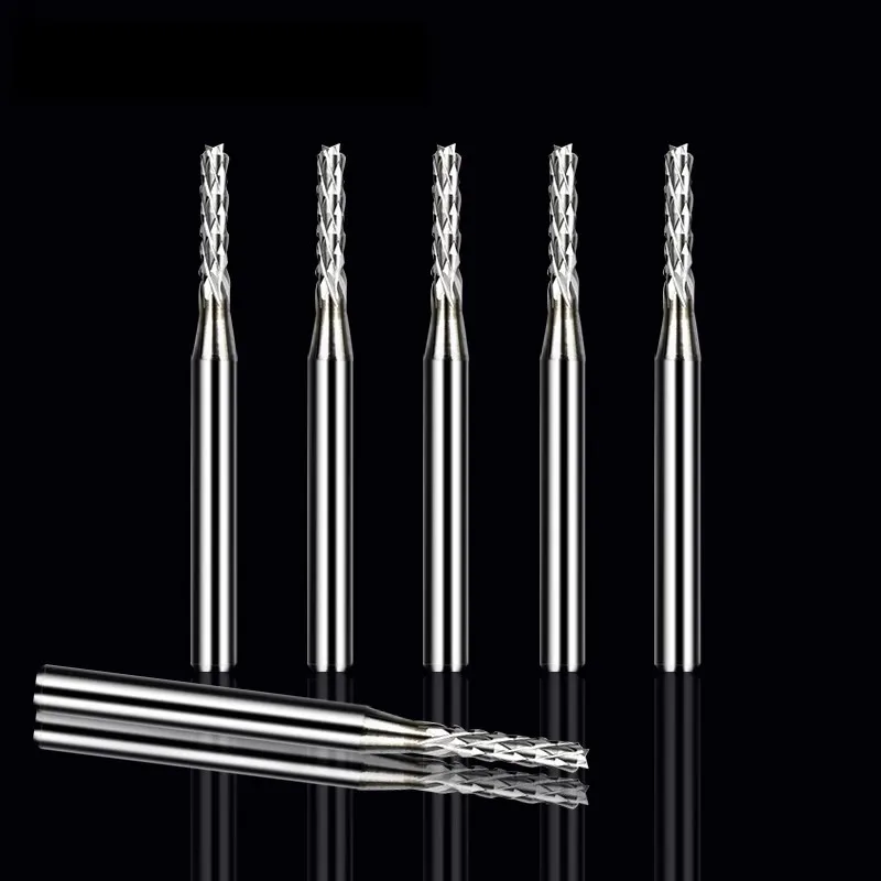 Left Spiral PCB Milling Cutter Set 1.0-3.0 Carbide End Mill 10pcs Router Bit for PCB Machine Milling Tools