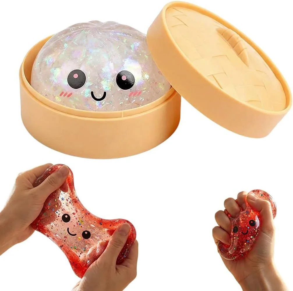 Pelota Antiestrés Reutilizable con Forma de Dumpling, Baja Resiliencia, Juguete de Amasar para Aliviar el Estrés, Decoración para el Hogar y la Oficina, Idea de Regalo Diario