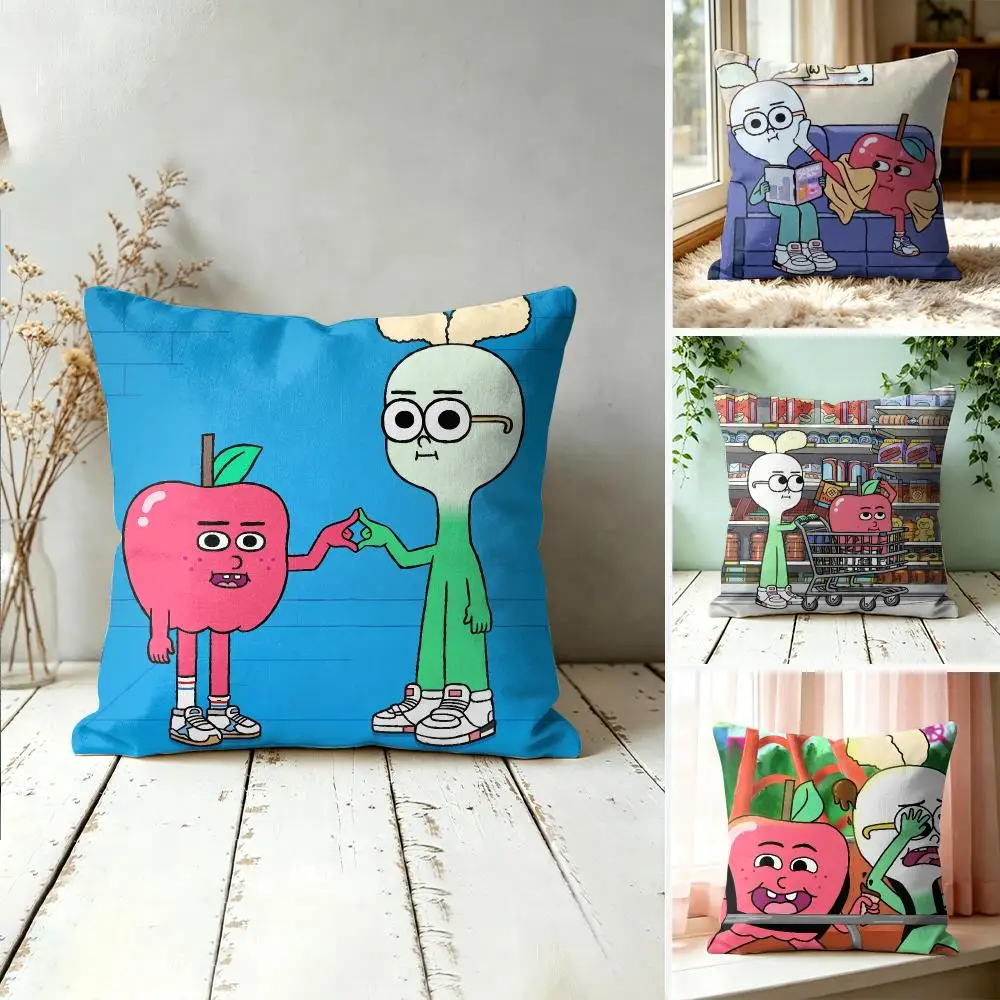 Anime Food A-Apple And OnionS Cushion Cover Square Decorative Throw Pillow 40x40cm For Sofa Bedroom Living Room Home Decor