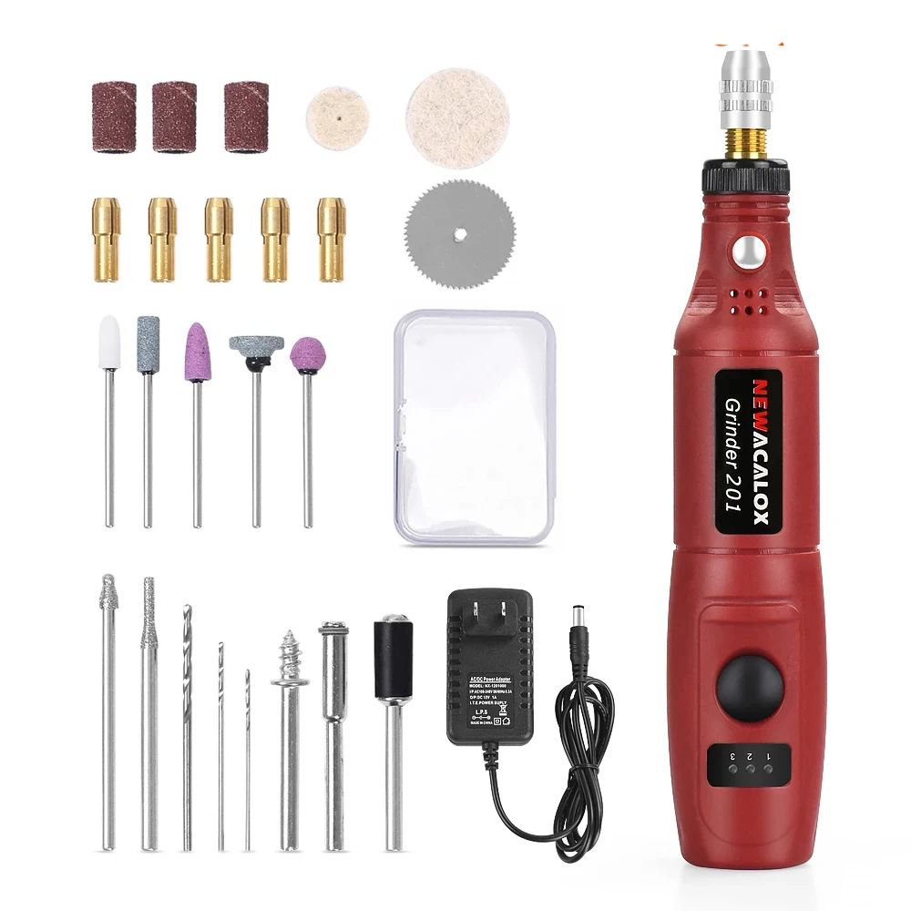 NEWACALOX 10W Mini Grinding Machine EU/US 12V Variable Speed Rotary Tools Kit Electric Engraver Pen for Polishing Woodworking