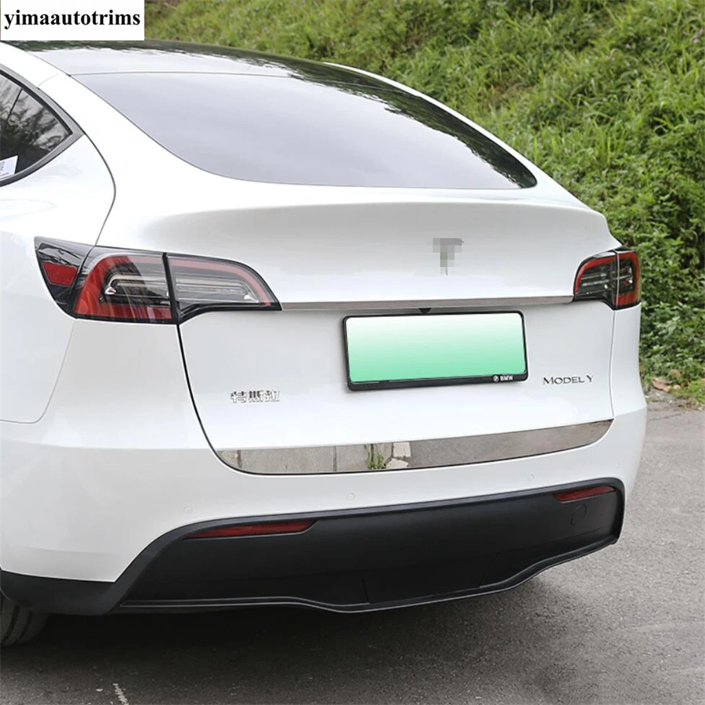 Rear Tail Door Strip Tailgate Trunk Decoration Cover Kit Trim For Tesla Model Y 2021 2022 Stainless Steel Exterior Accessories