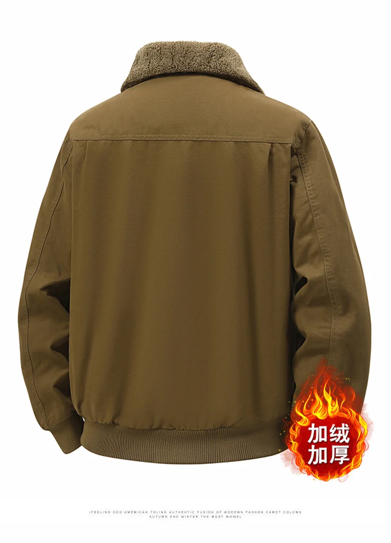 Men's Winter Jackets Plush Men's Cargo Jacket Fleece Parkas Lamb Fur Lining Men's Cold Jacket Thickening Motorcycle Jacket 3356