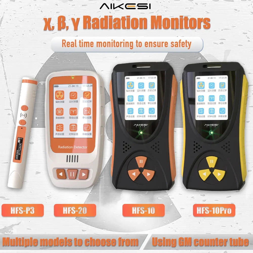 AIKESI HFS-10Pro Detector de radiação nuclear portátil Testador de raios de dose pessoal Contador Geiger Beta Gamma X Detector de raios