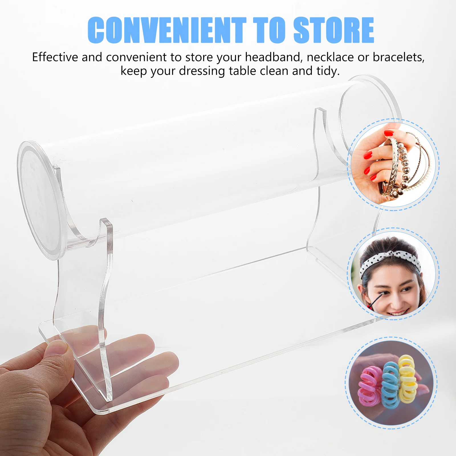 

Transparent Acrylic Headband Display Holder Jewelry Organizer Rack for Women Hair Accessories Storage Solution