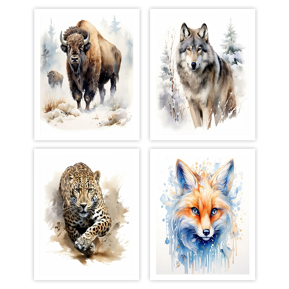 

GATYZTORY Paintings For Painting By Numbers White background animal oil paint cow wolf leopard fox Color Markers Drawing Canvas