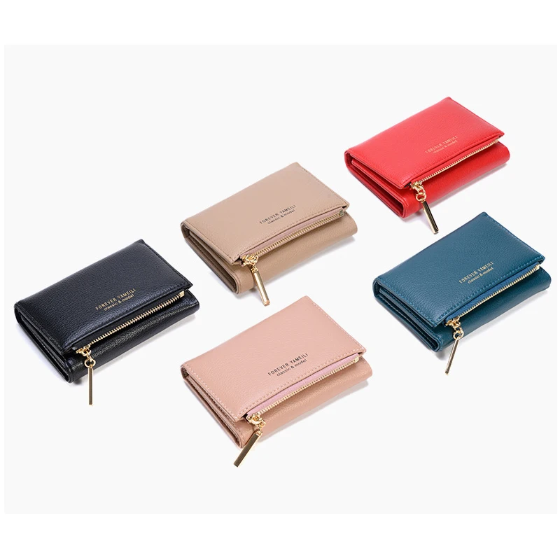 2024 new women\'s simple versatile short wallet Japanese and Korean cute card holder snap button simple 30% off multi-card sl