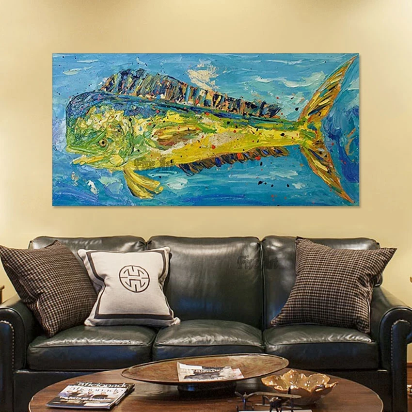 

Толстая Текстура большая рыба акриловая живопись абстрактный современный домашний декор обои дизайн современный холст искусство для гостиной Настенная картина