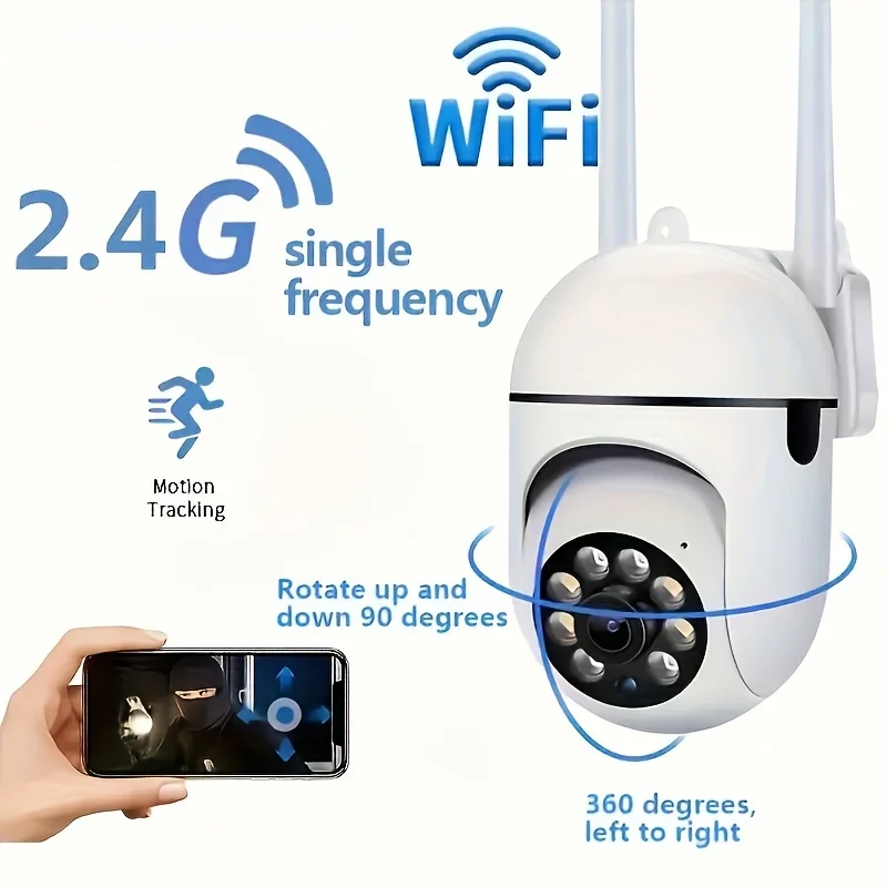 Wireless Safety Camera with Pan/Tilt/Zoom, Color Night Vision, Bidirectional Audio, and Pet Movement Tracking for Indoor