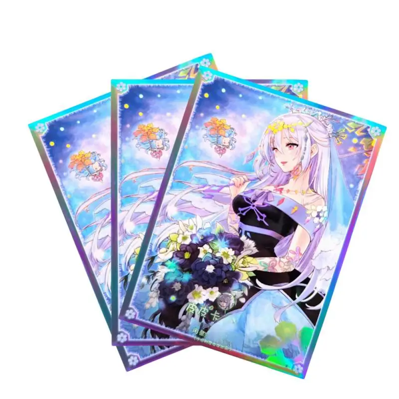 50Pcs/set Yu Gi Oh Card Sleeve Teardrop The Rikka Queen Self Made Laser Version Colorful Card Diy Toy Protective Cover