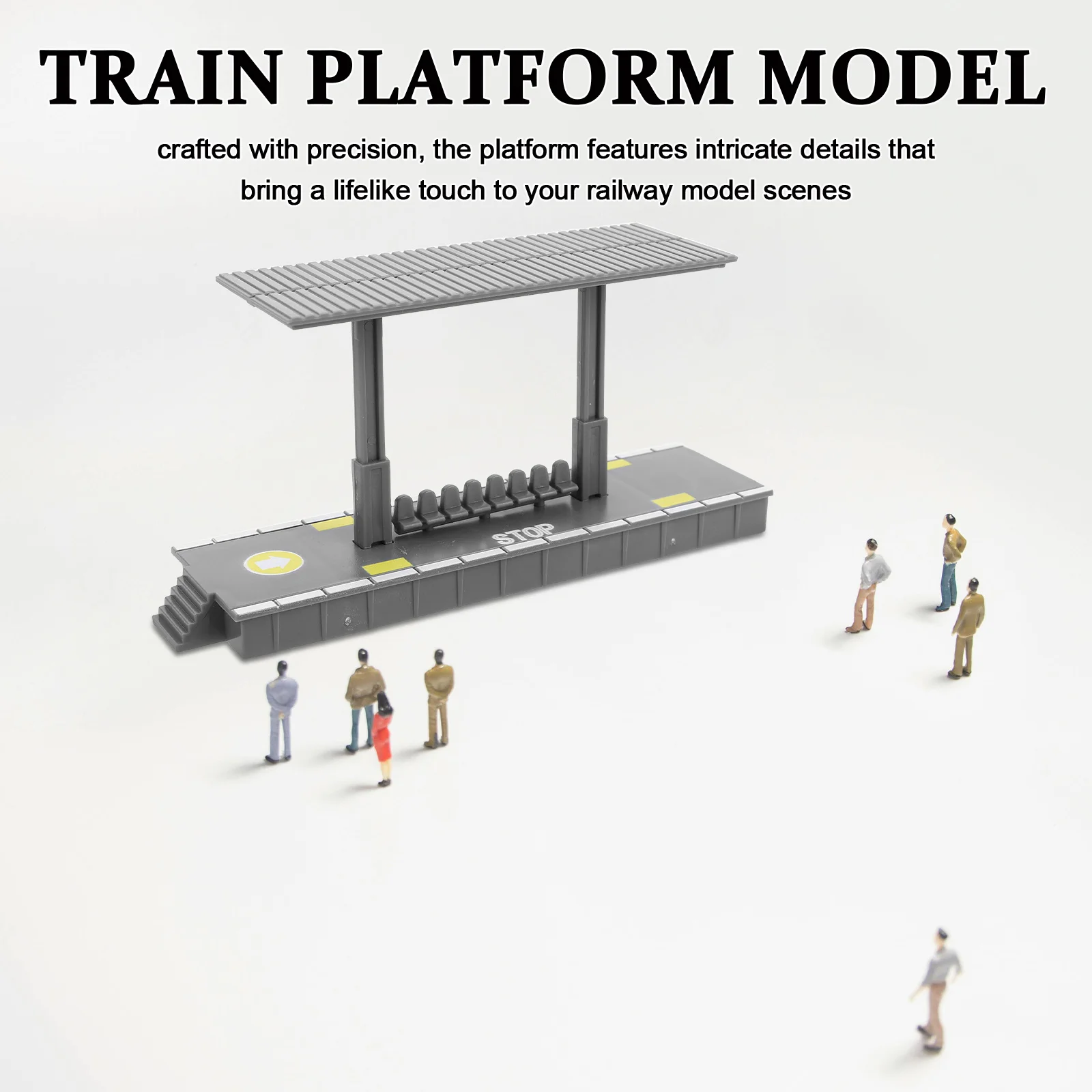 

4Pcs Railway Station Platform DIY Plastic Simulation Station Building Accessories for Kids Pretend Train Playing Setup