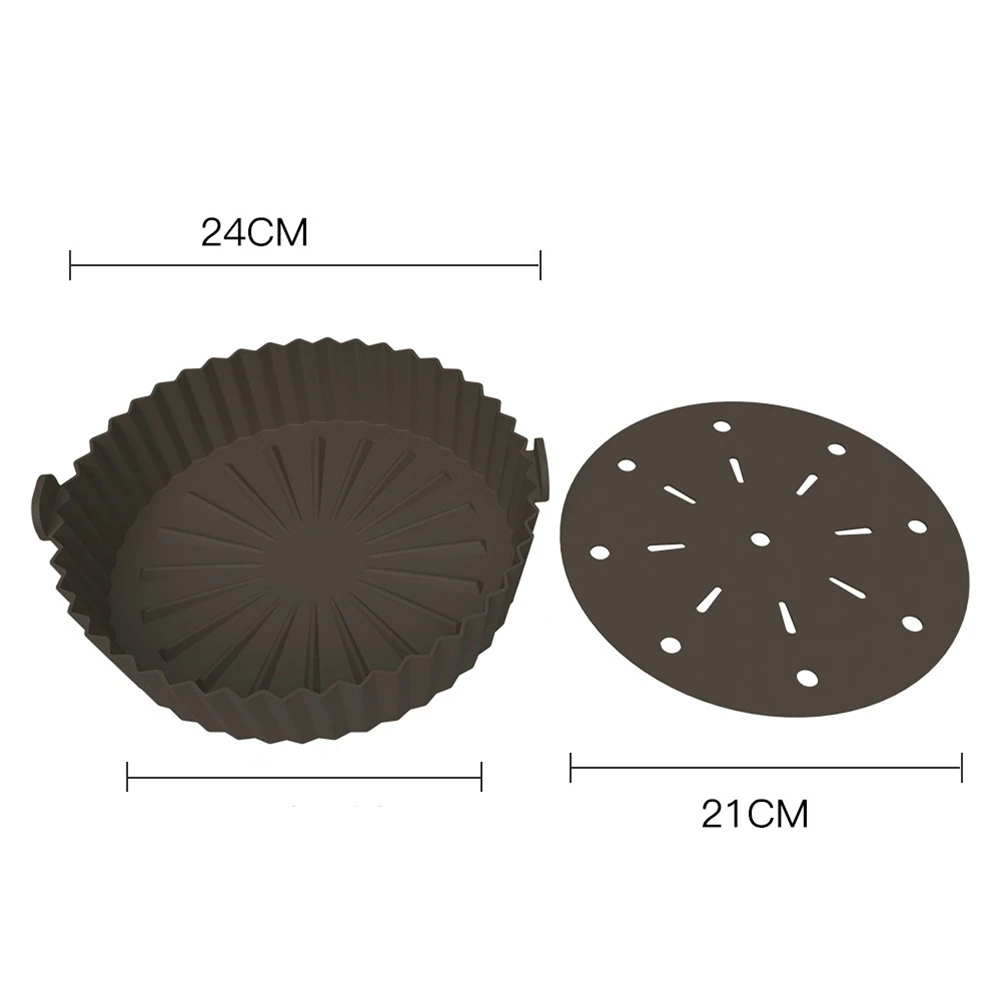 Fodera per friggitrice ad aria A86I, pentola per friggitrice ad aria in silicone riutilizzabile da 10 pollici, design con filtro olio antiaderente, 22 cm per friggitrice ad aria marrone