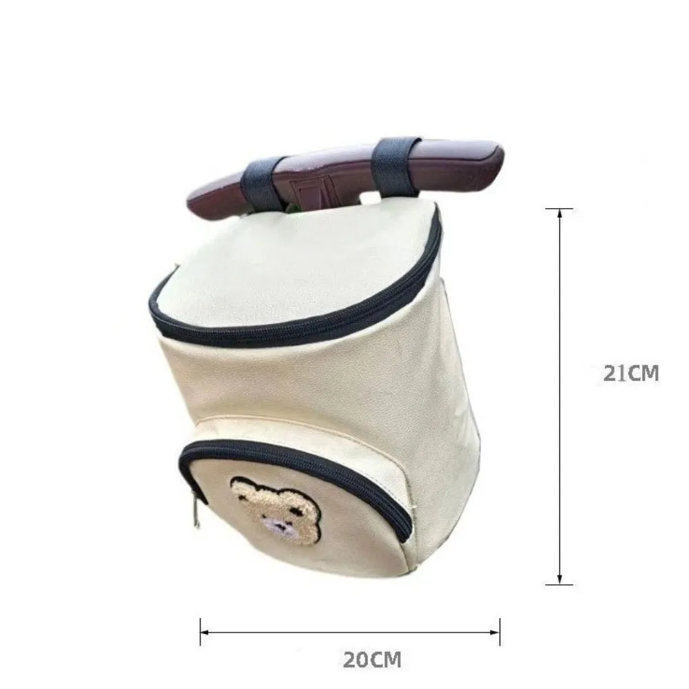 Cute Waterproof Stroller Hanging Bag PU Leather Cartoon Bear Umbrella Cart Bags Large Capacity Mommy Storage Bag