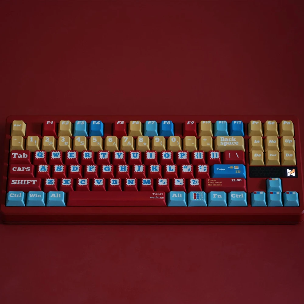 ECHOME Movie Ticket Tema Keycap Set, PBT Custom, Natal Red Keyboard Cap, Perfil cereja, teclado mecânico