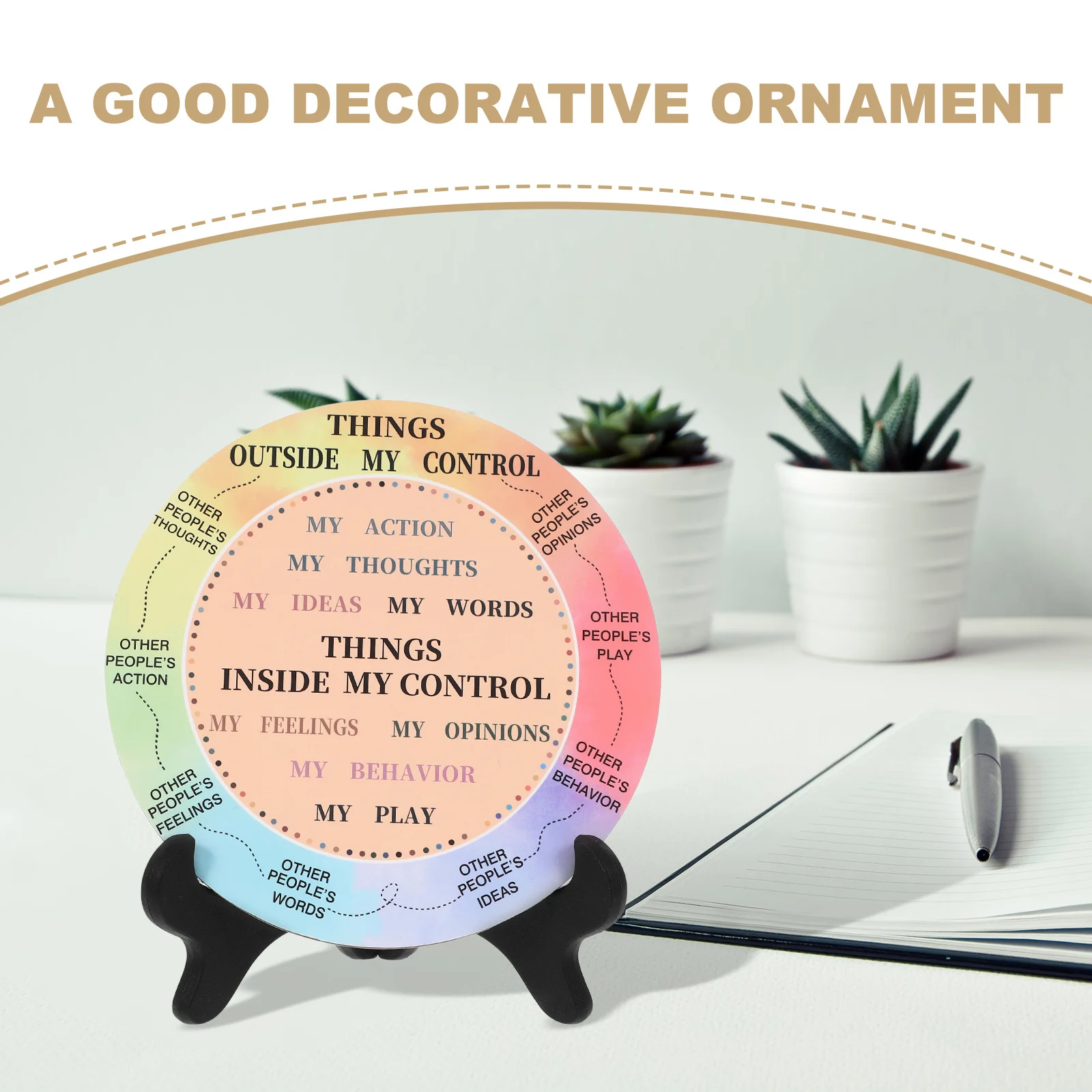 วงล้ออารมณ์หลากสี 2 ชิ้น ของตกแต่งสำนักงาน วงล้ออารมณ์ แผนภูมิอารมณ์ ของตกแต่งตั้งโต๊ะ ของประดับอารมณ์