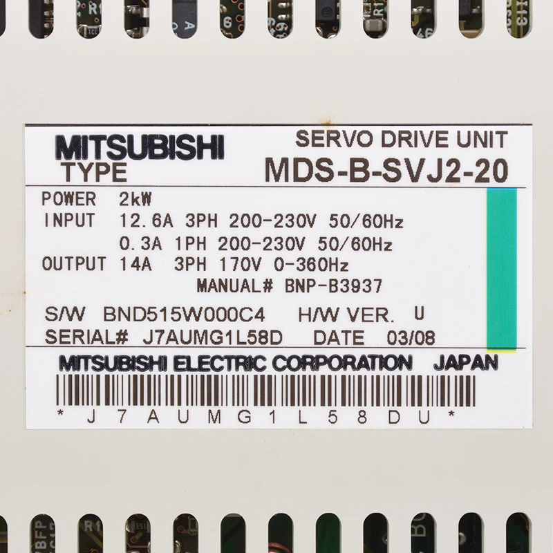 Mitsubishi servo drivel MDS-B-SVJ2-20