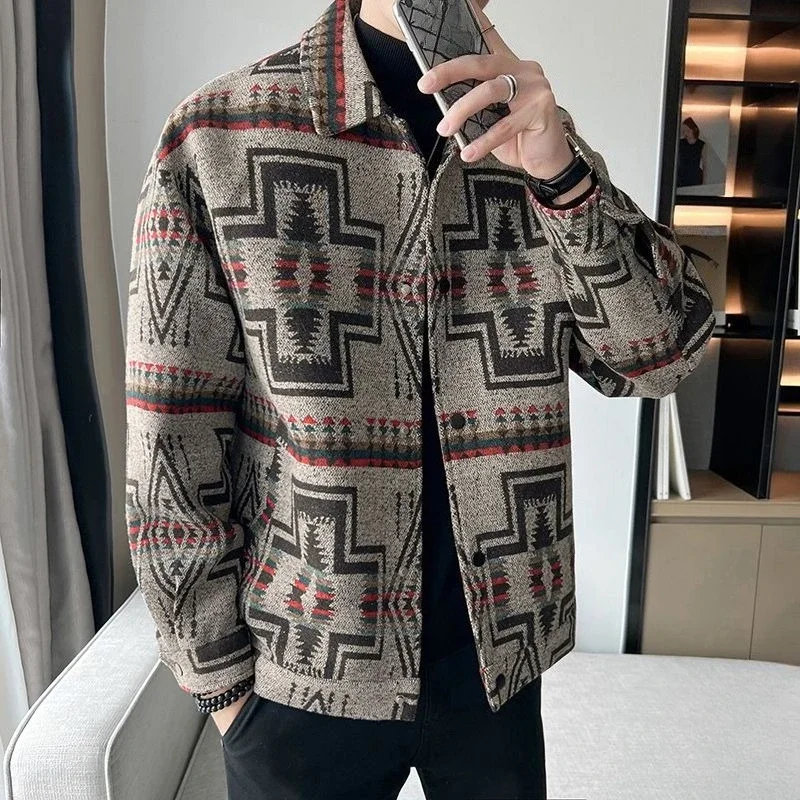 

​ Классическое мужское шерстяное пальто 2022, осень-зима, винтажный дизайн, уличная куртка большого размера ​